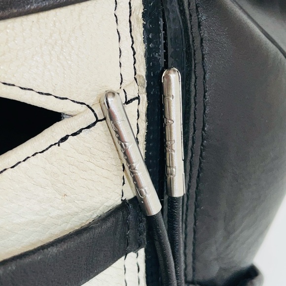 L.A.M.B. Black & White Kaine Ankle Bootie Heels - Picture 6 of 12